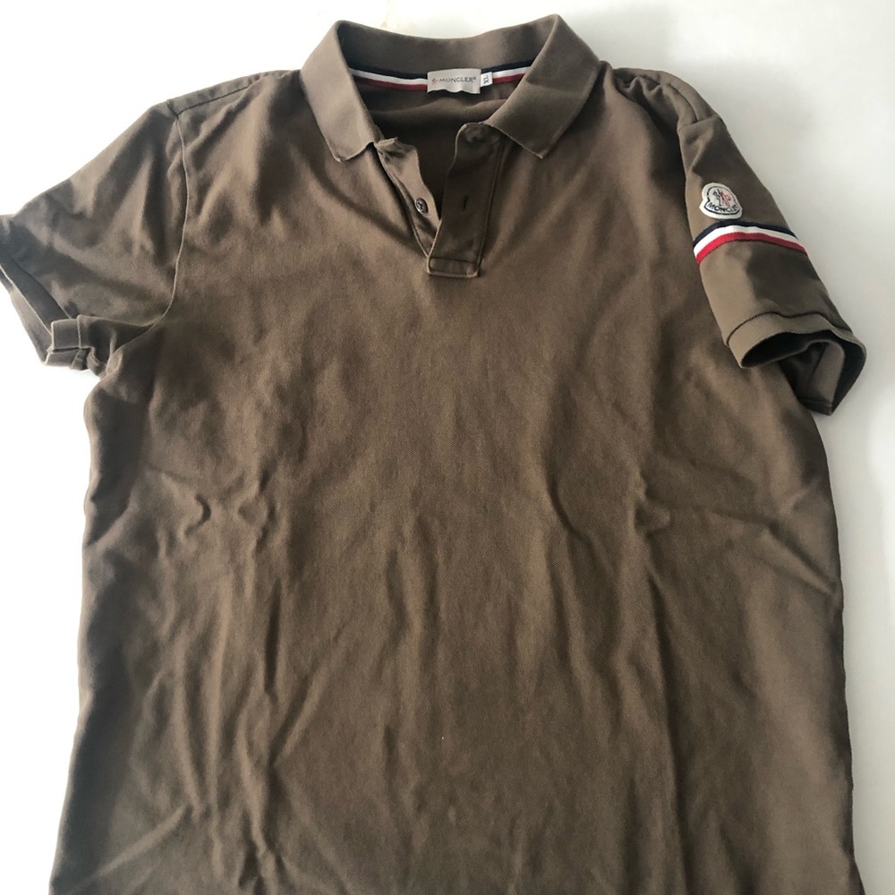 Moncler military green/brown polo shirt